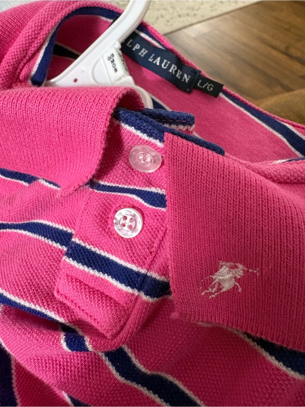 Ralph Lauren Pink Navy Striped Polo Dog Shirt
